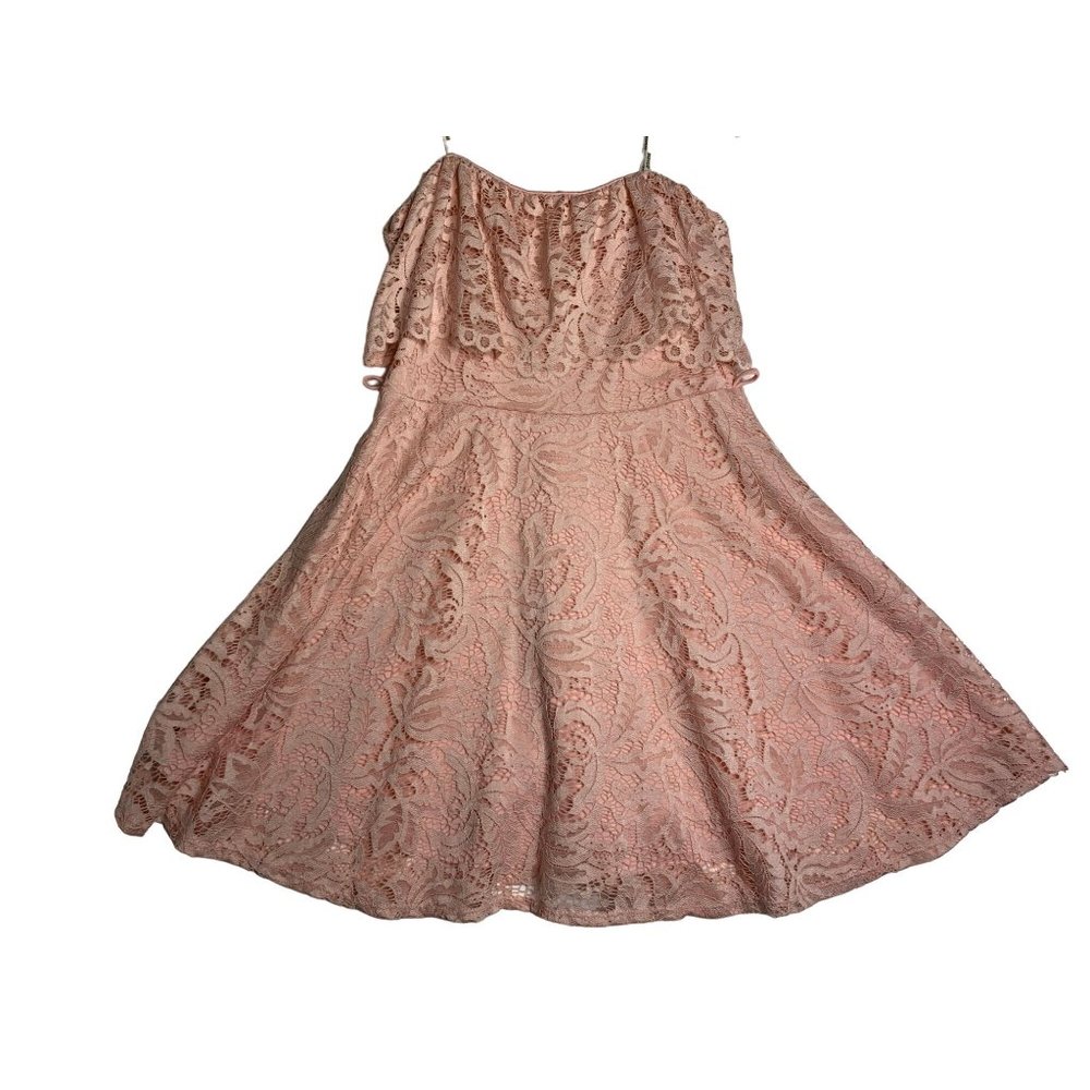 Papaya Pink Floral‎ Patterned Lace Mini Dress Juniors Medium